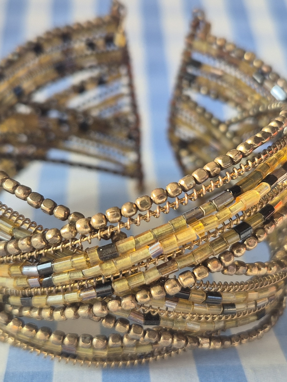 Gold Beaded Multi-Strand Beaded Cuff Bracelet 2026 Trends - Picture 4 of 5